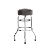 English Elm Commercial Grade Double Ring Chrome Barstool with Seat