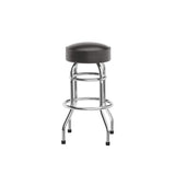 English Elm Commercial Grade Double Ring Chrome Barstool with Seat