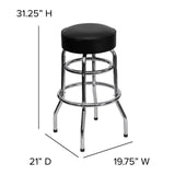 English Elm Commercial Grade Double Ring Chrome Barstool with Seat