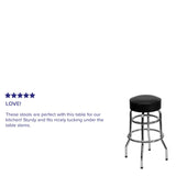 English Elm Commercial Grade Double Ring Chrome Barstool with Seat