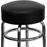 English Elm Commercial Grade Double Ring Chrome Barstool with Seat