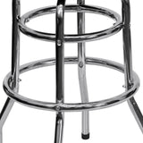 English Elm Commercial Grade Double Ring Chrome Barstool with Seat