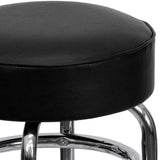 English Elm Commercial Grade Double Ring Chrome Barstool with Seat