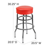 English Elm Commercial Grade Double Ring Chrome Barstool with Seat