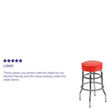 English Elm Commercial Grade Double Ring Chrome Barstool with Seat