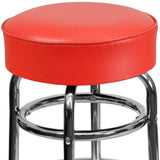 English Elm Commercial Grade Double Ring Chrome Barstool with Seat