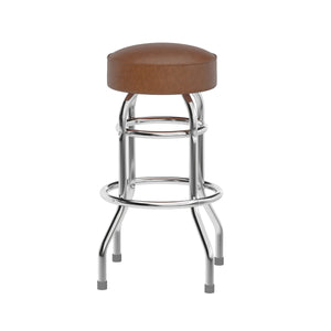 English Elm Commercial Grade Double Ring Chrome Barstool with Seat