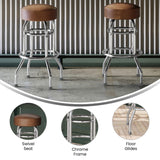 English Elm Commercial Grade Double Ring Chrome Barstool with Seat