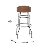 English Elm Commercial Grade Double Ring Chrome Barstool with Seat