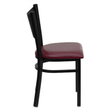 English Elm Commercial Grade Series Black Coffee Back Metal Restaurant Chair - Vinyl Seat