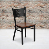 Commercial Metal Chair with Cherry Wood Seat - 500 lb Capacity