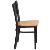 English Elm Commercial Grade Series Black Coffee Back Metal Restaurant Chair - Wood Seat