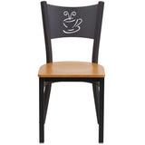 English Elm Commercial Grade Series Black Coffee Back Metal Restaurant Chair - Wood Seat