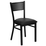 English Elm Commercial Grade Series Grid Back Metal Restaurant Chair - Vinyl Seat