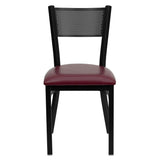 English Elm Commercial Grade Series Black Grid Back Metal Restaurant Chair - Vinyl Seat