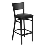 English Elm Commercial Grade Series Grid Back Metal Restaurant Barstool - Vinyl Seat