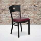 English Elm Commercial Grade Series Black Circle Back Metal Restaurant Chair - Vinyl Seat