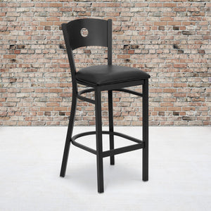 English Elm Commercial Grade Series Circle Back Metal Restaurant Barstool - Vinyl Seat