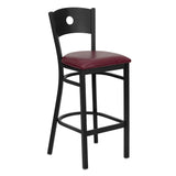 English Elm Commercial Grade Series Black Circle Back Metal Restaurant Barstool - Vinyl Seat