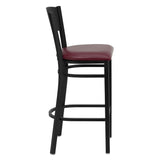 English Elm Commercial Grade Series Black Circle Back Metal Restaurant Barstool - Vinyl Seat