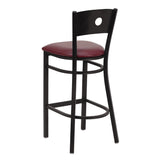 English Elm Commercial Grade Series Black Circle Back Metal Restaurant Barstool - Vinyl Seat