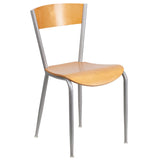 English Elm Commercial Grade Series Silver Metal Restaurant Chair - Wood Back & Seat