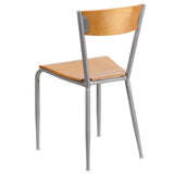 English Elm Commercial Grade Series Silver Metal Restaurant Chair - Wood Back & Seat