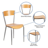 English Elm Commercial Grade Series Silver Metal Restaurant Chair - Wood Back & Seat