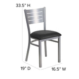 English Elm Commercial Grade Series Silver Slat Back Metal Restaurant Chair - Vinyl Seat