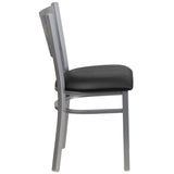 English Elm Commercial Grade Series Silver Slat Back Metal Restaurant Chair - Vinyl Seat