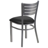 English Elm Commercial Grade Series Silver Slat Back Metal Restaurant Chair - Vinyl Seat