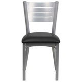 English Elm Commercial Grade Series Silver Slat Back Metal Restaurant Chair - Vinyl Seat