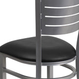 English Elm Commercial Grade Series Silver Slat Back Metal Restaurant Chair - Vinyl Seat