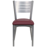 English Elm Commercial Grade Series Silver Slat Back Metal Restaurant Chair - Vinyl Seat