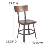 English Elm Commercial Grade Series Restaurant Chair with Wood Seat & Back and Gray Powder Coat Frame