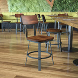 English Elm Commercial Grade Series Restaurant Chair with Wood Seat & Back and Gray Powder Coat Frame