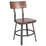 English Elm Commercial Grade Series Restaurant Chair with Wood Seat & Back and Gray Powder Coat Frame