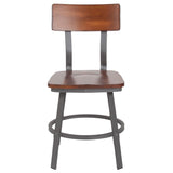 English Elm Commercial Grade Series Restaurant Chair with Wood Seat & Back and Gray Powder Coat Frame