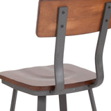 English Elm Commercial Grade Series Restaurant Chair with Wood Seat & Back and Gray Powder Coat Frame