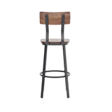 English Elm Commercial Grade Series Commercial Grade Restaurant Barstool with Wood Seat & Back and Gray Powder Coat Frame