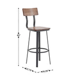 English Elm Commercial Grade Series Commercial Grade Restaurant Barstool with Wood Seat & Back and Gray Powder Coat Frame