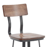 English Elm Commercial Grade Series Commercial Grade Restaurant Barstool with Wood Seat & Back and Gray Powder Coat Frame