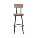 English Elm Commercial Grade Series Commercial Grade Restaurant Barstool with Wood Seat & Back and Gray Powder Coat Frame