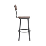 English Elm Commercial Grade Series Commercial Grade Restaurant Barstool with Wood Seat & Back and Gray Powder Coat Frame