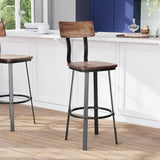 English Elm Commercial Grade Series Commercial Grade Restaurant Barstool with Wood Seat & Back and Gray Powder Coat Frame