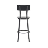 English Elm Commercial Grade Series Commercial Grade Restaurant Barstool with Wood Seat & Back and Powder Coat Frame