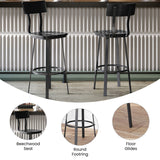 English Elm Commercial Grade Series Commercial Grade Restaurant Barstool with Wood Seat & Back and Powder Coat Frame