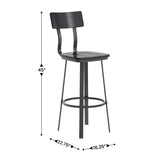 English Elm Commercial Grade Series Commercial Grade Restaurant Barstool with Wood Seat & Back and Powder Coat Frame