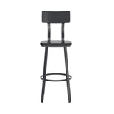 English Elm Commercial Grade Series Commercial Grade Restaurant Barstool with Wood Seat & Back and Powder Coat Frame