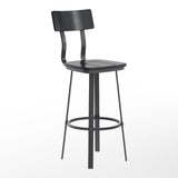 English Elm Commercial Grade Series Commercial Grade Restaurant Barstool with Wood Seat & Back and Powder Coat Frame